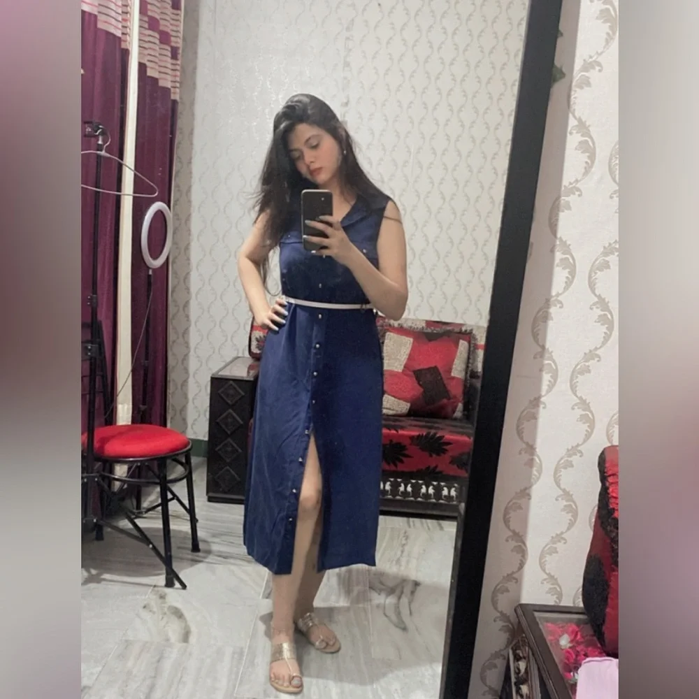 denim long dress( fade blue with white strands) - Picture 9 of 16